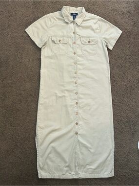 CB casual Cream Button-Down Shirt Dress
